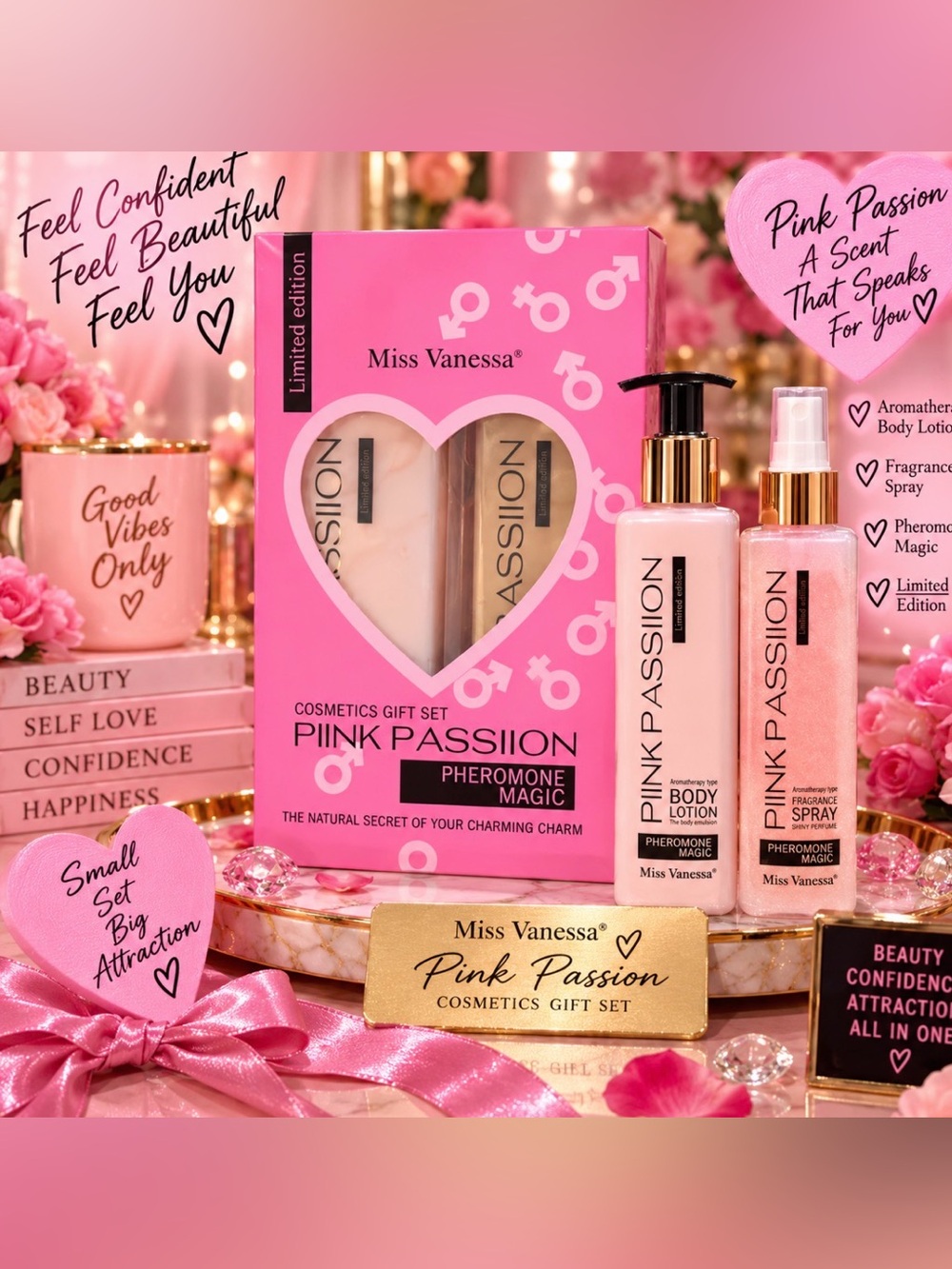 Pink Passion Body Lotion & Spray Gift Set - Pink